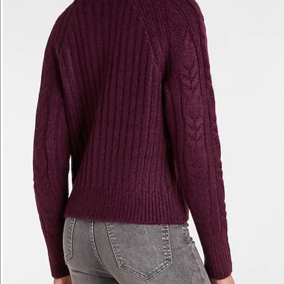 Express Cable Knit Embellished Neckline Sweater - Picture 5 of 14